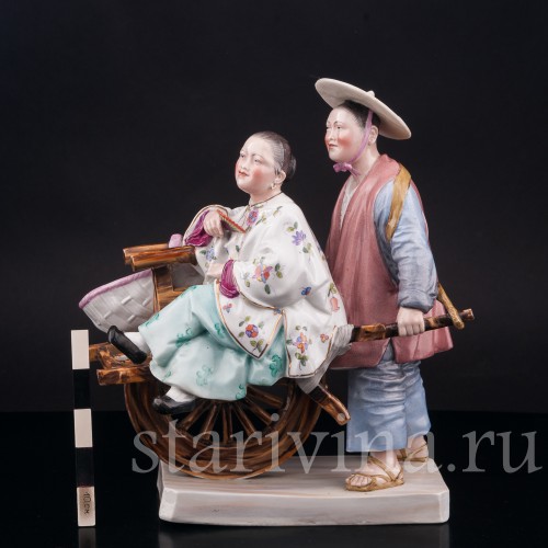Фарфоровая композиция Китайцы с повозкой, Volkstedt, Германия.