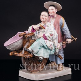 Фарфоровая композиция Китайцы с повозкой, Volkstedt, Германия.