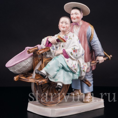 Фарфоровая композиция Китайцы с повозкой, Volkstedt, Германия.