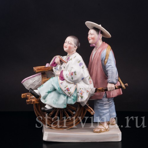 Фарфоровая композиция Китайцы с повозкой, Volkstedt, Германия.