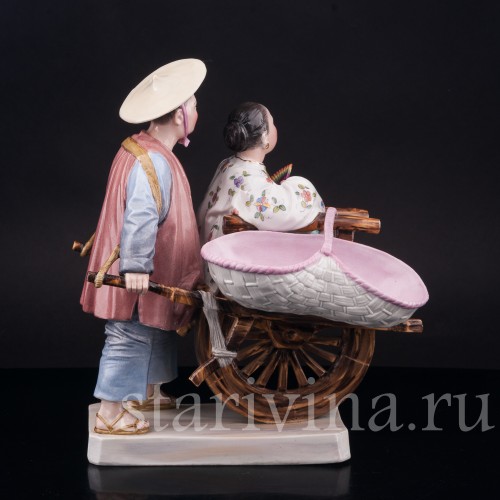 Фарфоровая композиция Китайцы с повозкой, Volkstedt, Германия.