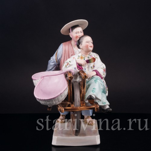 Фарфоровая композиция Китайцы с повозкой, Volkstedt, Германия.