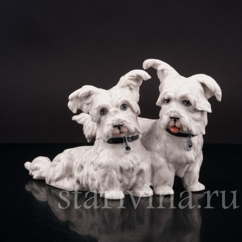Статуэтка собак из фарфора Две болонки, Frankenthal, Германия, 1949-64 гг.