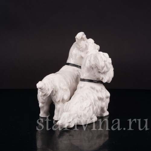 Статуэтка собак из фарфора Две болонки, Frankenthal, Германия, 1949-64 гг.
