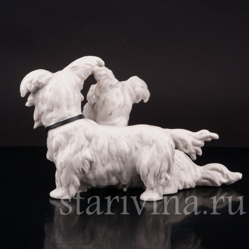 Статуэтка собак из фарфора Две болонки, Frankenthal, Германия, 1949-64 гг.