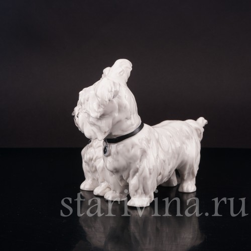 Статуэтка собак из фарфора Две болонки, Frankenthal, Германия, 1949-64 гг.