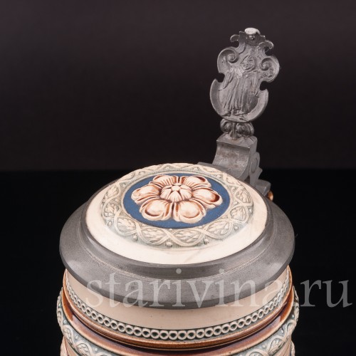 Старинная пивная кружка Танец под скрипку, 1\2 л, Villeroy & Boch, Германия, 1895 г.