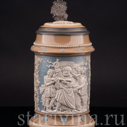 Старинная пивная кружка Певцы, 1\2 л, Villeroy & Boch, Германия, 1901 г.