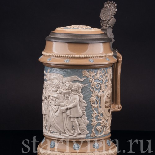 Старинная пивная кружка Певцы, 1\2 л, Villeroy & Boch, Германия, 1901 г.