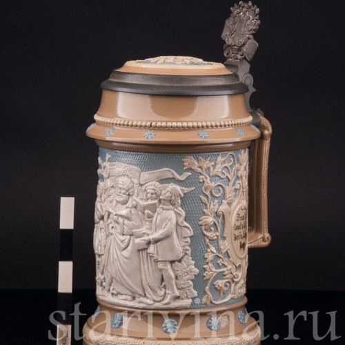 Старинная пивная кружка Певцы, 1\2 л, Villeroy & Boch, Германия, 1901 г.