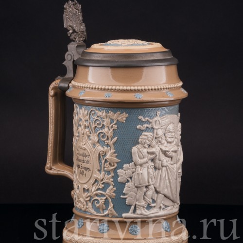 Старинная пивная кружка Певцы, 1\2 л, Villeroy & Boch, Германия, 1901 г.