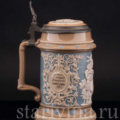 Старинная пивная кружка Певцы, 1\2 л, Villeroy & Boch, Германия, 1901 г.