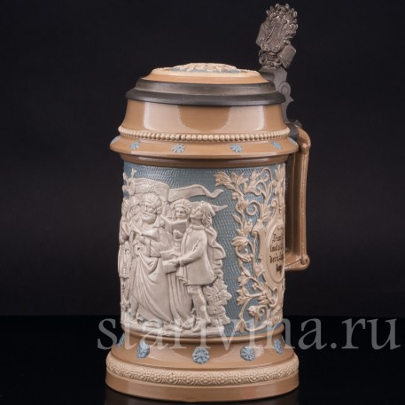 Старинная пивная кружка Певцы, 1\2 л, Villeroy & Boch, Германия, 1901 г.