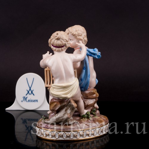 Фарфоровая статуэтка Путти с петухом, Meissen, Германия, сер. 19 - нач. 20 вв.