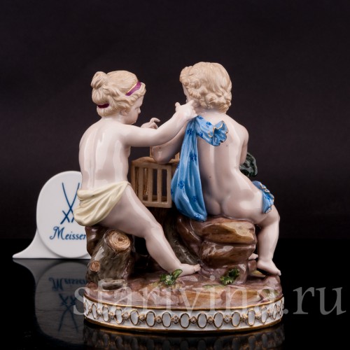 Фарфоровая статуэтка Путти с петухом, Meissen, Германия, сер. 19 - нач. 20 вв.
