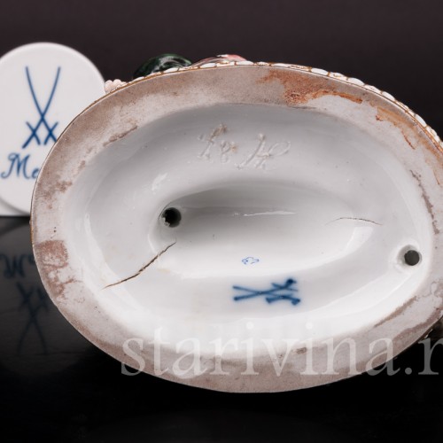 Фарфоровая статуэтка Путти с петухом, Meissen, Германия, сер. 19 - нач. 20 вв.