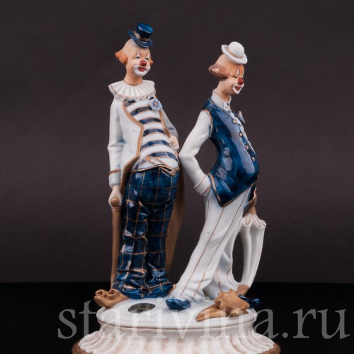 Фарфоровая статуэтка Два клоуна, Capodimonte, Италия, вт. пол. 20 в.