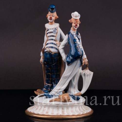 Фарфоровая статуэтка Два клоуна, Capodimonte, Италия, вт. пол. 20 в.