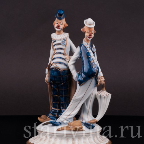 Фарфоровая статуэтка Два клоуна, Capodimonte, Италия, вт. пол. 20 в.