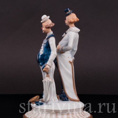 Фарфоровая статуэтка Два клоуна, Capodimonte, Италия, вт. пол. 20 в.