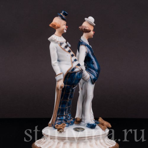 Фарфоровая статуэтка Два клоуна, Capodimonte, Италия, вт. пол. 20 в.