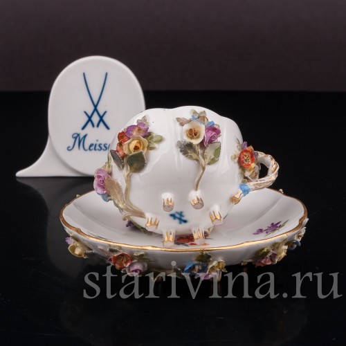 Кофейная пара Цветочные мотивы, Meissen, Германия, вт. пол. 19 в.