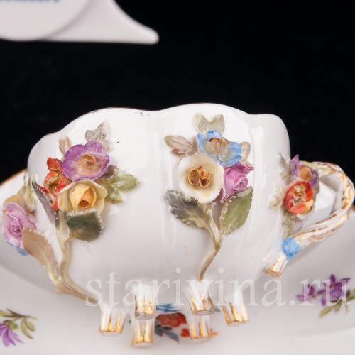 Кофейная пара Цветочные мотивы, Meissen, Германия, вт. пол. 19 в.