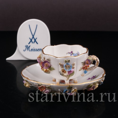 Кофейная пара Цветочные мотивы, Meissen, Германия, вт. пол. 19 в.