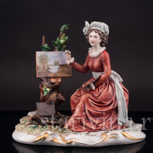 Композиция из фарфора Рисовальщица, IPA, Capodimonte, Италия, вт. пол. 20 в.