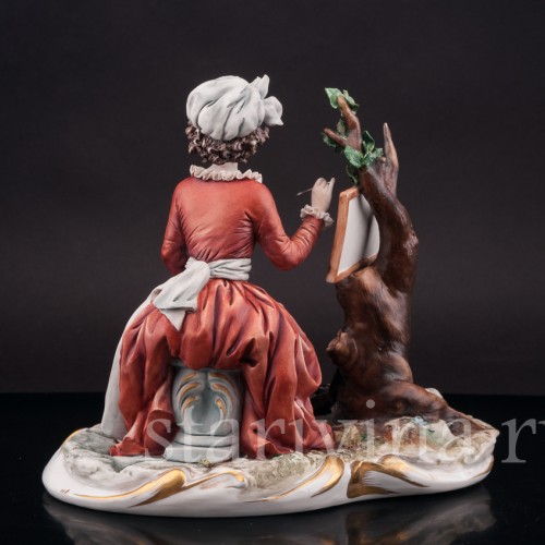 Композиция из фарфора Рисовальщица, IPA, Capodimonte, Италия, вт. пол. 20 в.