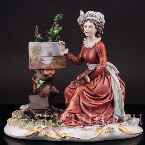 Композиция из фарфора Рисовальщица, IPA, Capodimonte, Италия, вт. пол. 20 в.