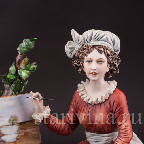 Композиция из фарфора Рисовальщица, IPA, Capodimonte, Италия, вт. пол. 20 в.