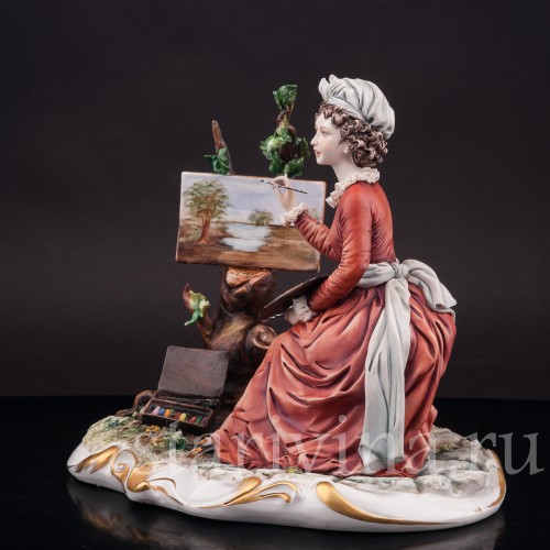 Композиция из фарфора Рисовальщица, IPA, Capodimonte, Италия, вт. пол. 20 в.