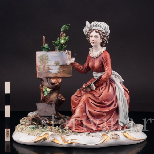 Композиция из фарфора Рисовальщица, IPA, Capodimonte, Италия, вт. пол. 20 в.