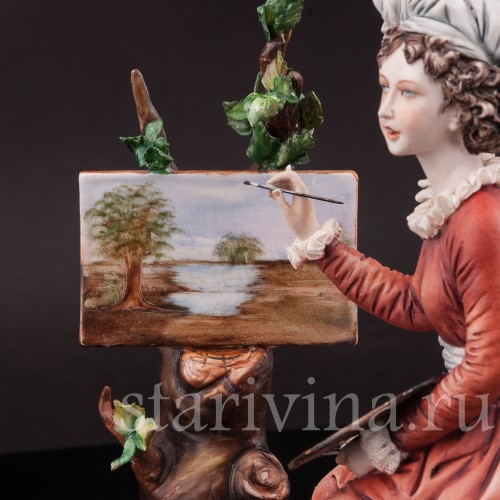 Композиция из фарфора Рисовальщица, IPA, Capodimonte, Италия, вт. пол. 20 в.
