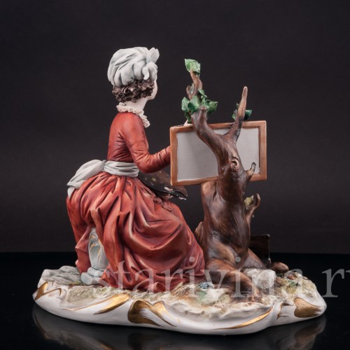 Композиция из фарфора Рисовальщица, IPA, Capodimonte, Италия, вт. пол. 20 в.