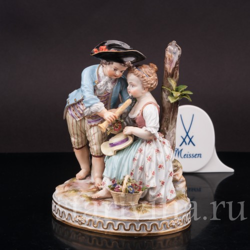 Фарфоровая статуэтка Урок игры на флейте, Meissen, Германия, сер. 19 - нач. 20 вв.