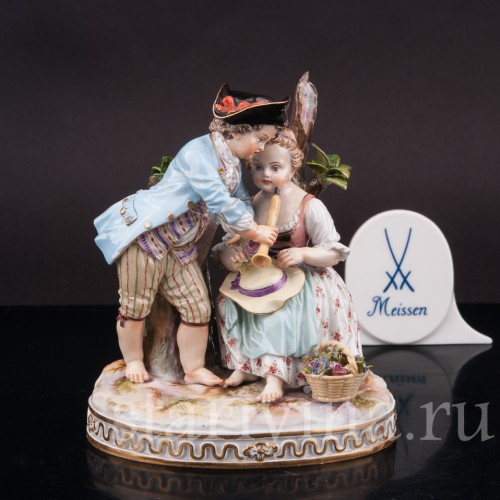 Фарфоровая статуэтка Урок игры на флейте, Meissen, Германия, сер. 19 - нач. 20 вв.