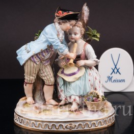Фарфоровая статуэтка Урок игры на флейте, Meissen, Германия, сер. 19 - нач. 20 вв.