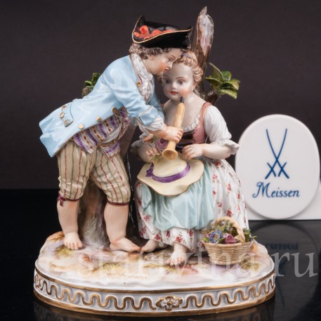 Фарфоровая статуэтка Урок игры на флейте, Meissen, Германия, сер. 19 - нач. 20 вв.
