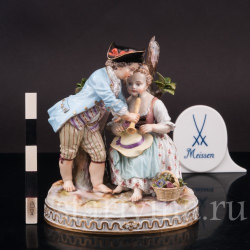Фарфоровая статуэтка Урок игры на флейте, Meissen, Германия, сер. 19 - нач. 20 вв.