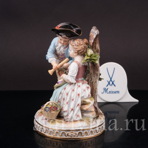 Фарфоровая статуэтка Урок игры на флейте, Meissen, Германия, сер. 19 - нач. 20 вв.
