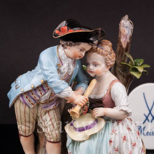 Фарфоровая статуэтка Урок игры на флейте, Meissen, Германия, сер. 19 - нач. 20 вв.