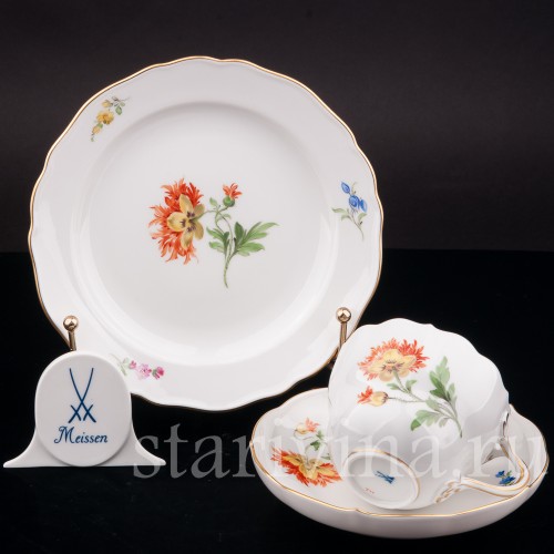 Чайное трио Весенний мак, Meissen, Германия, сер. 20 в.