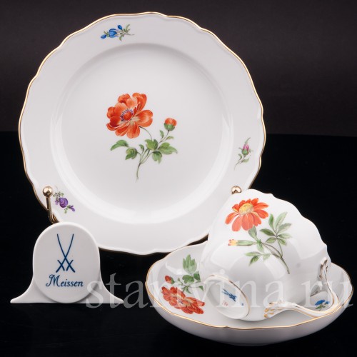 Чайное трио Бархатец, Meissen, Германия, сер. 20 в.
