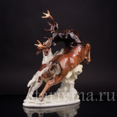 Композиция из фарфора Охота на оленя, Hutschenreuther, Германия, 1970 гг.