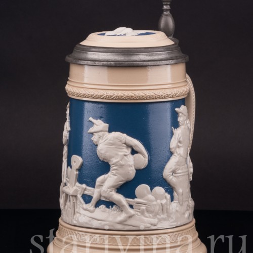 Старинная пивная кружка Кегельбан, 1/2 л, Villeroy & Boch, Германия, 1898 г.