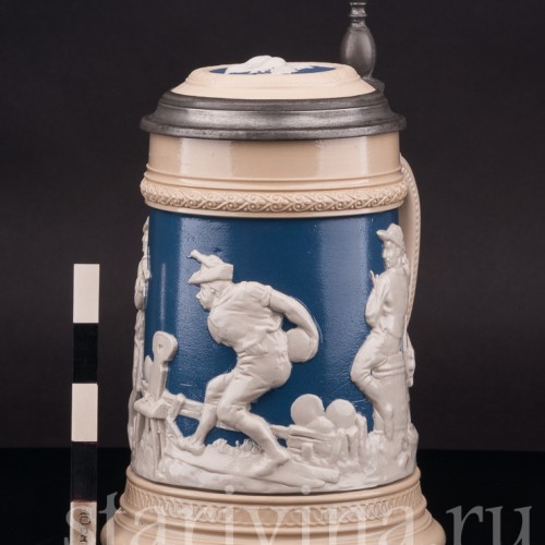 Старинная пивная кружка Кегельбан, 1/2 л, Villeroy & Boch, Германия, 1898 г.