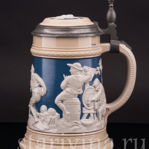 Старинная пивная кружка Кегельбан, 1/2 л, Villeroy & Boch, Германия, 1898 г.