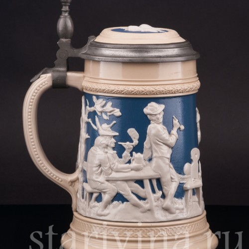 Старинная пивная кружка Кегельбан, 1/2 л, Villeroy & Boch, Германия, 1898 г.